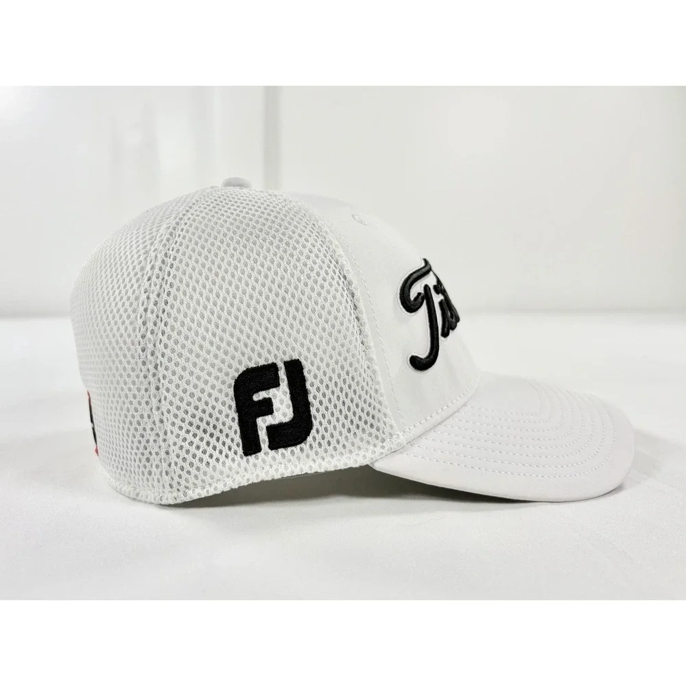 Titleist Tour Performance Mesh Fitted Golf Hat UPF 50+ FootJoy Pro V1 White S/M